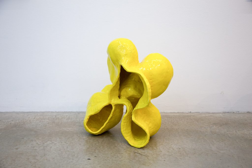 Giallo, a yellow hand-built ceramic sculpture