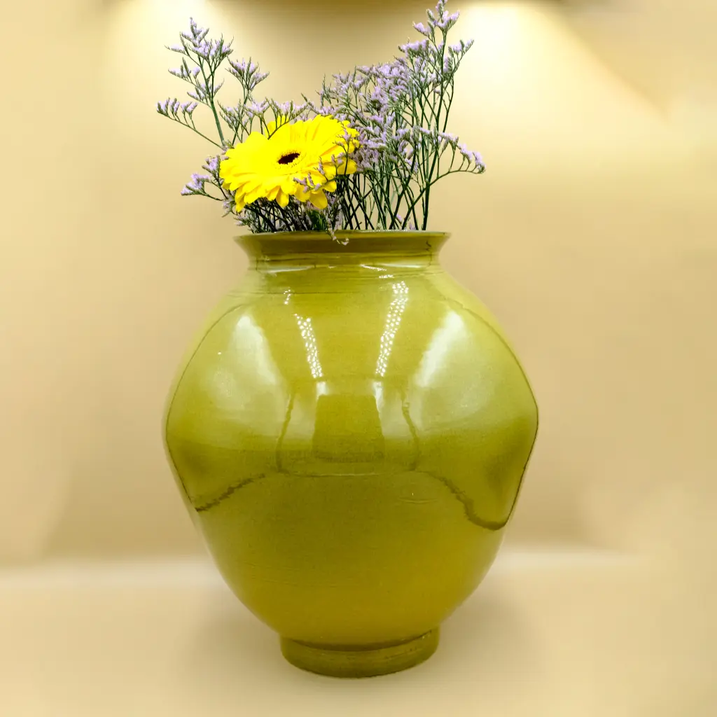 Radiance moon jar in yellow and black glaze